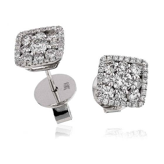 Classic Round Diamond Cluster Earrings