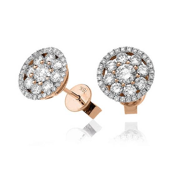 Classic Round Diamond Cluster Earrings