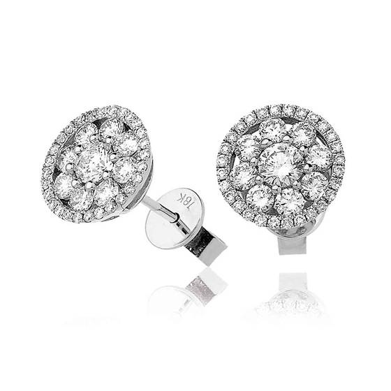Classic Round Diamond Cluster Earrings