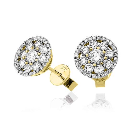 Classic Round Diamond Cluster Earrings