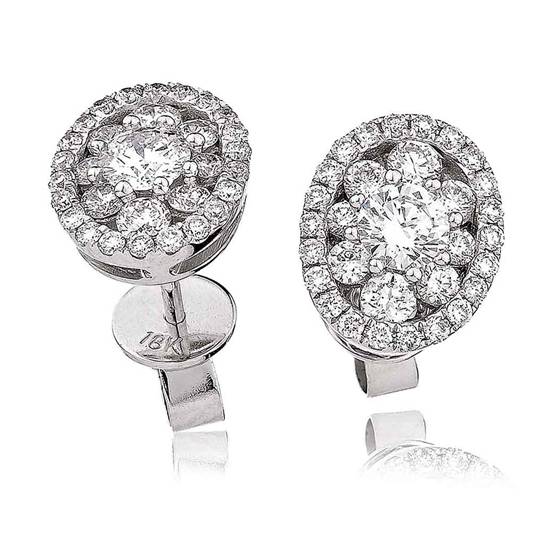Classic Round Diamond Cluster Earrings