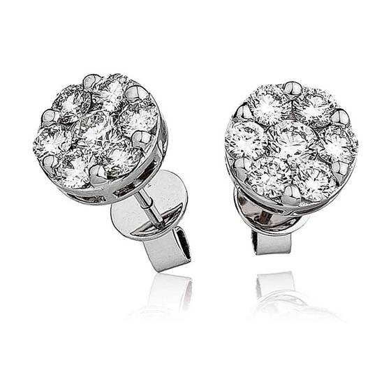 1.50ct Classic Round Diamond Cluster Earrings