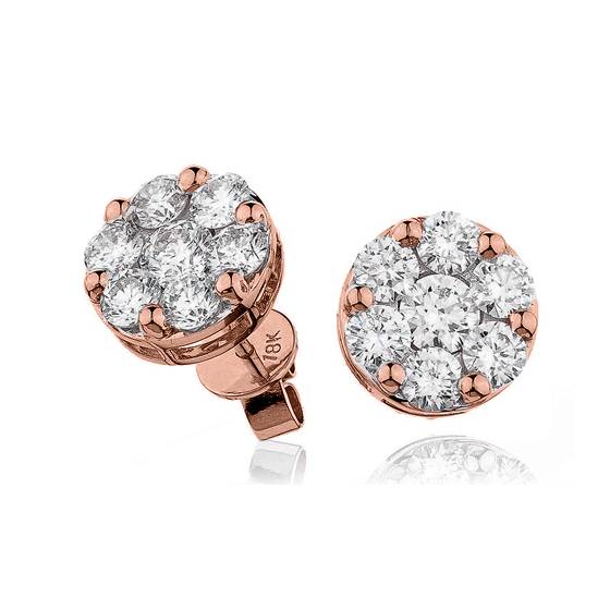 2.00ct Classic Round Diamond Cluster Earrings