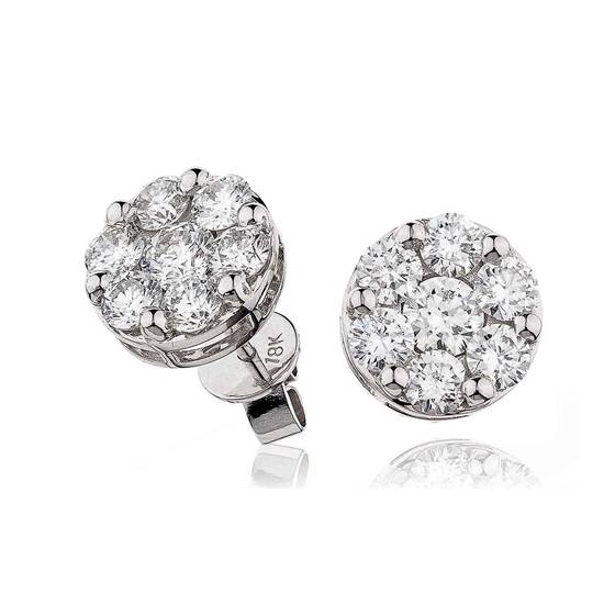 2.00ct Classic Round Diamond Cluster Earrings