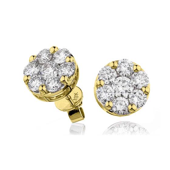 2.00ct Classic Round Diamond Cluster Earrings