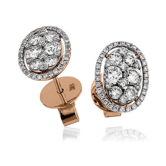 Modern Round Diamond Cluster Earrings