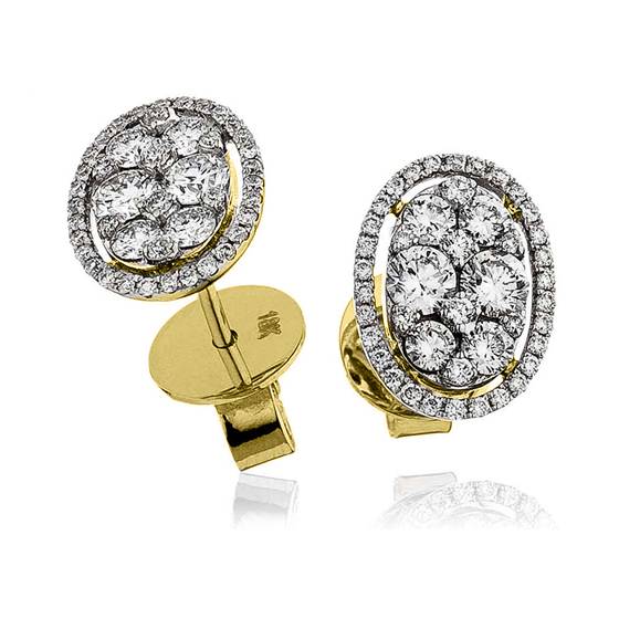 Modern Round Diamond Cluster Earrings
