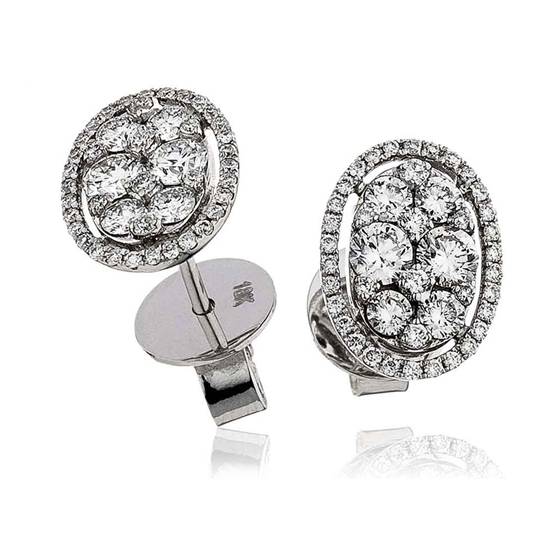 Modern Round Diamond Cluster Earrings