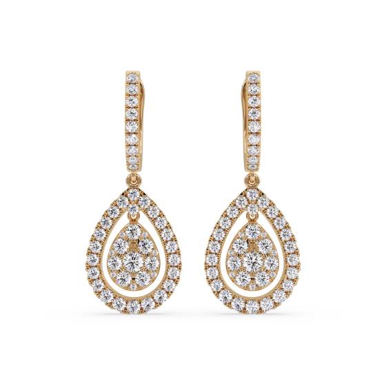 Modern Round Diamond Drop Earrings