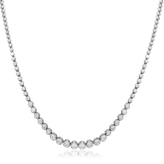 Round Diamond Tennis Necklace