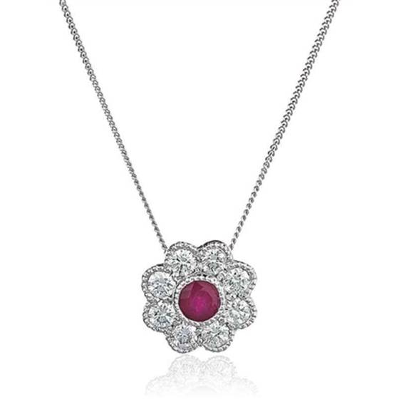 0.60ct Ruby and Diamond Bezel Set Pendant