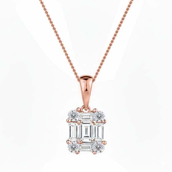 0.30ct Round and Baguette Diamond Designer Pendant