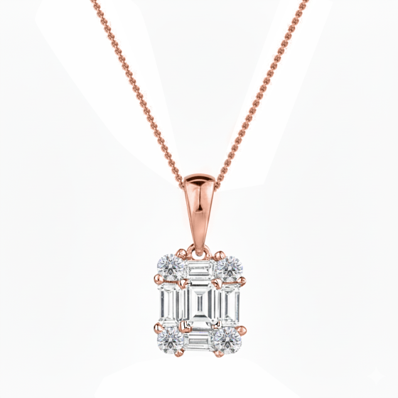 0.30ct Round and Baguette Diamond Designer Pendant
