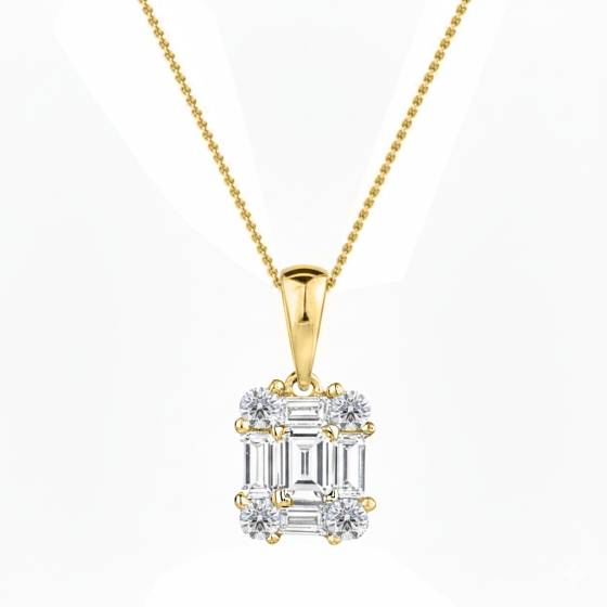 0.30ct Round and Baguette Diamond Designer Pendant