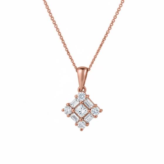 0.50ct Cluster Princess, Baguette Diamond Designer Pendant