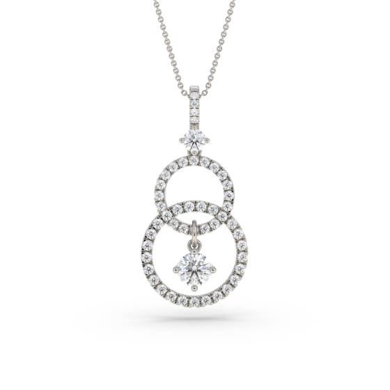 Double Hoop Round Diamond Designer Pendant