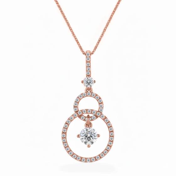 Double Hoop Round Diamond Designer Pendant