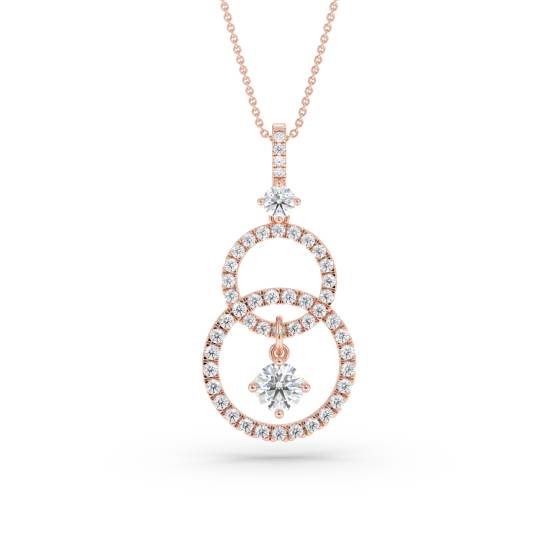 Double Hoop Round Diamond Designer Pendant