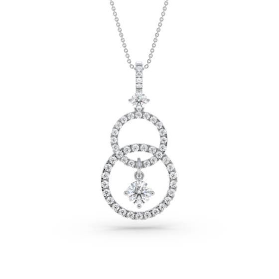 Double Hoop Round Diamond Designer Pendant