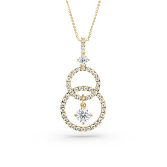 Double Hoop Round Diamond Designer Pendant