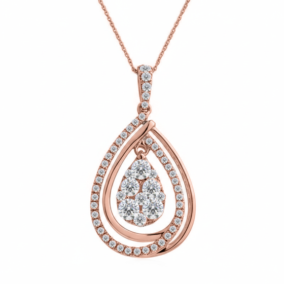 0.90ct Cluster Round Diamond Designer Pendant