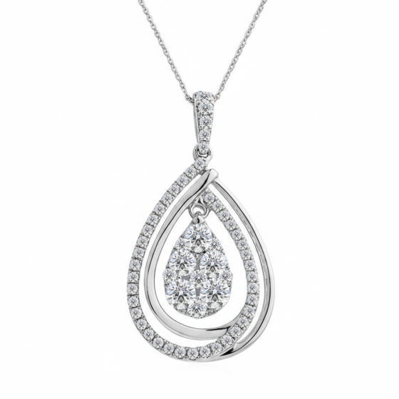 0.90ct Cluster Round Diamond Designer Pendant
