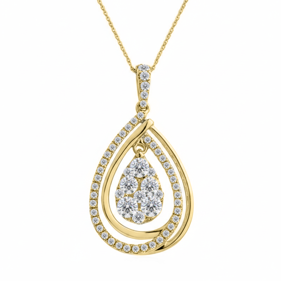 0.90ct Cluster Round Diamond Designer Pendant