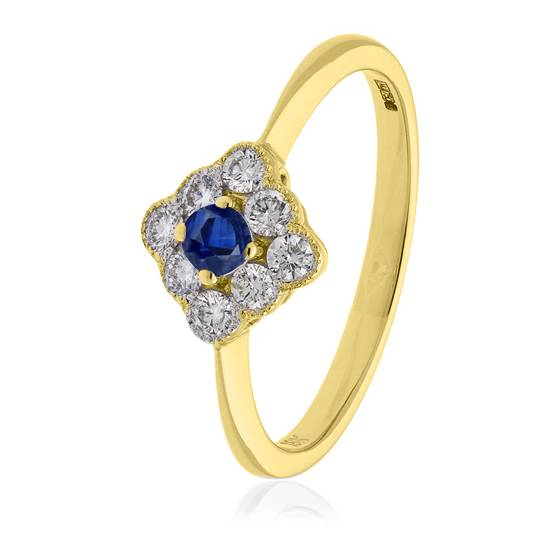 0.40ct Blue Sapphire and Diamond Halo Ring
