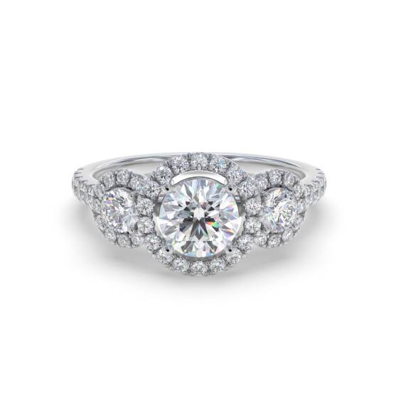 1.40ct VS/E-F Round Natural Diamond Cluster Ring