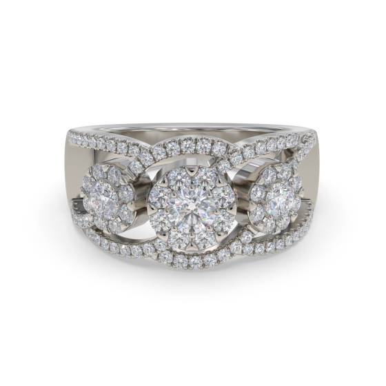 1.30ct Modern Illusion Set Round Diamond Trilogy Ring
