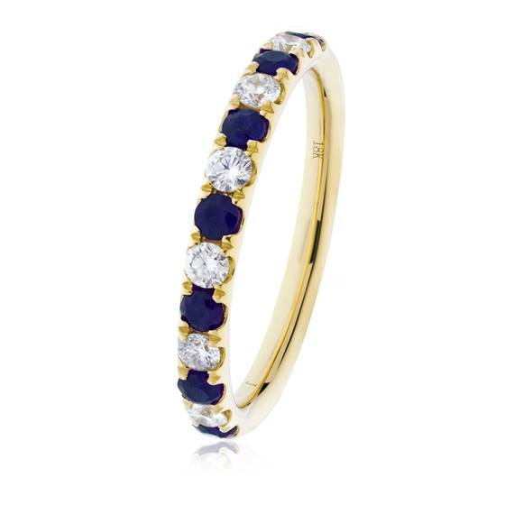 0.80ct Blue Sapphire and Diamond Eternity Ring