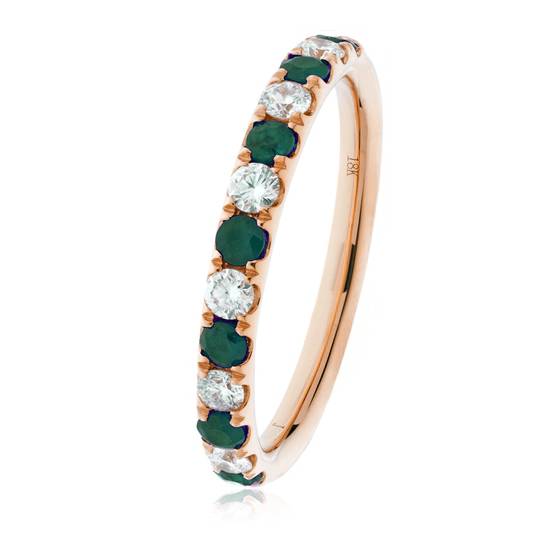 0.40ct Green Emerald and Diamond Eternity Ring