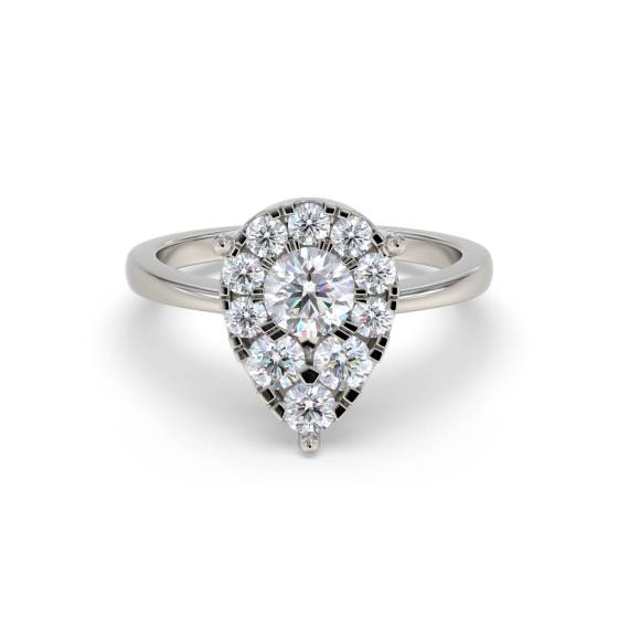 0.30ct Pear Shaped Round Diamond Cluster Ring