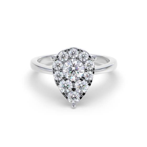 0.30ct Pear Shaped Round Diamond Cluster Ring