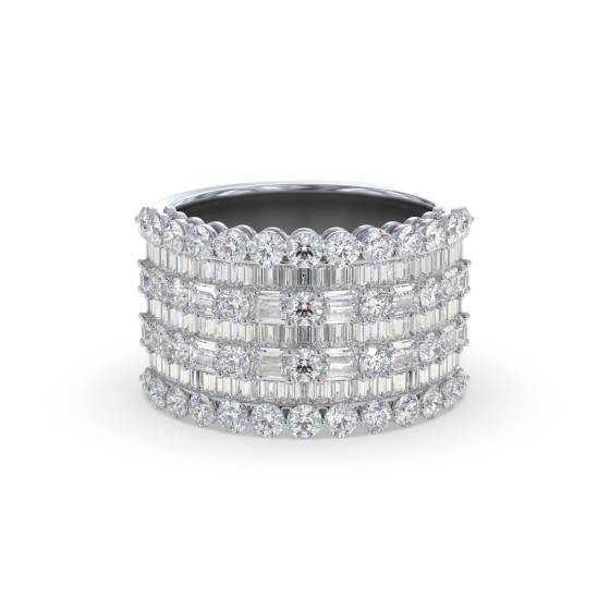 3.00ct Round and Baguette Diamond Multi Row Dress Ring