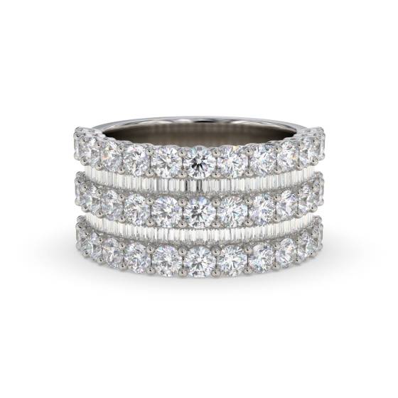 2.50ct Round and Baguette Diamond Multi Row Dress Ring