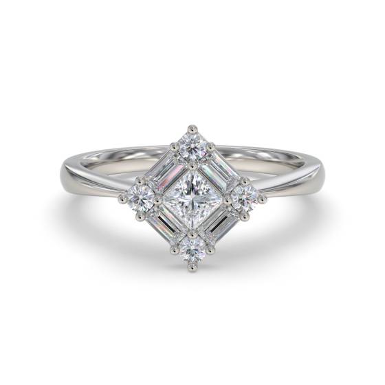 0.50ct Elegant Princess Diamond Cluster Ring