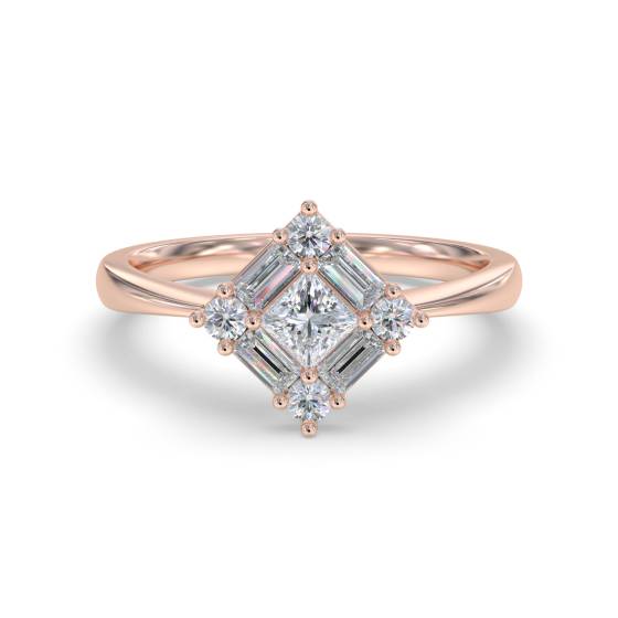 0.50ct Elegant Princess Diamond Cluster Ring