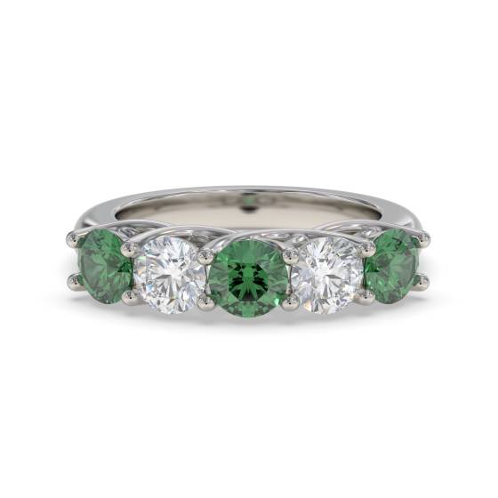 0.50ct Green Emerald and Diamond Eternity Ring