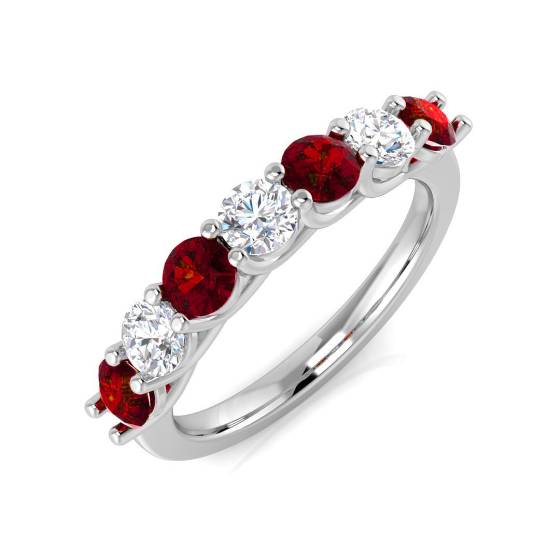 1.10ct Red Ruby and Diamond Eternity Ring