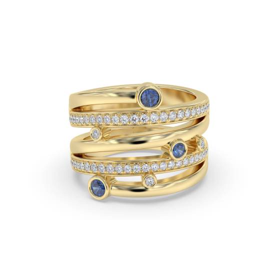 0.60ct Blue Sapphire and Diamond Bezel Set Dress Ring