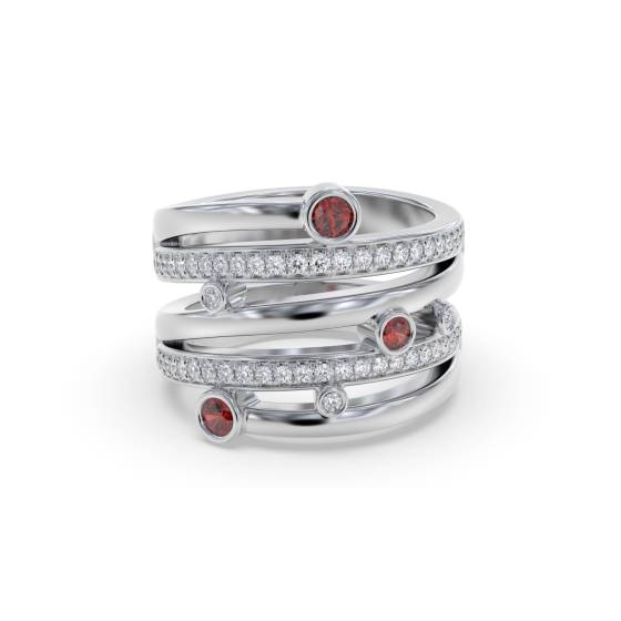 0.60ct Red Ruby and Diamond Bezel Set Dress Ring