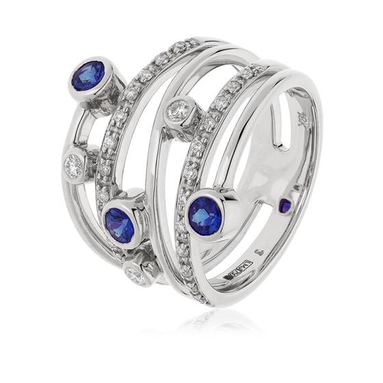 0.70ct Blue Sapphire and Diamond Bezel Set Dress Ring