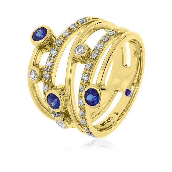 0.70ct Blue Sapphire and Diamond Bezel Set Dress Ring