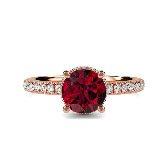 Ruby and Diamond Halo Ring