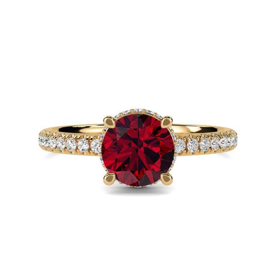 Ruby and Diamond Halo Ring