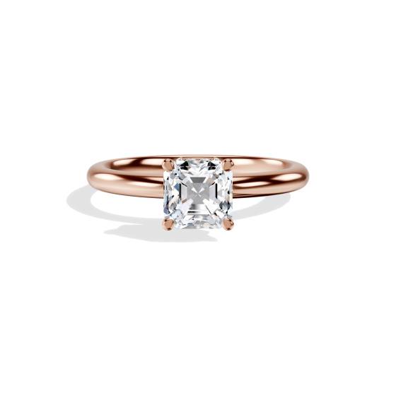 Asscher Diamond Hidden Halo Engagement Ring