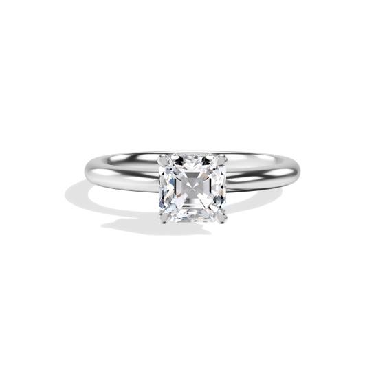 Asscher Diamond Hidden Halo Engagement Ring