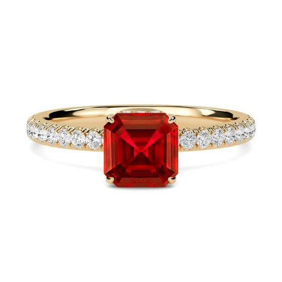 Ruby and Diamond Halo Ring