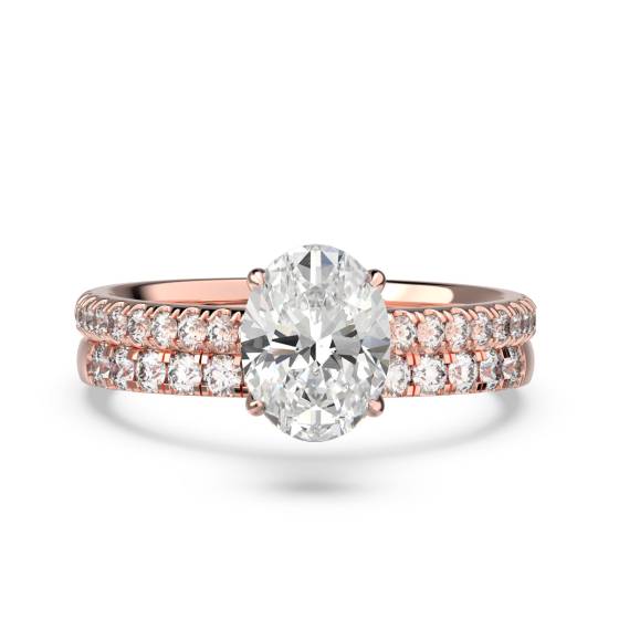 Oval Diamond Halo Bridal Set